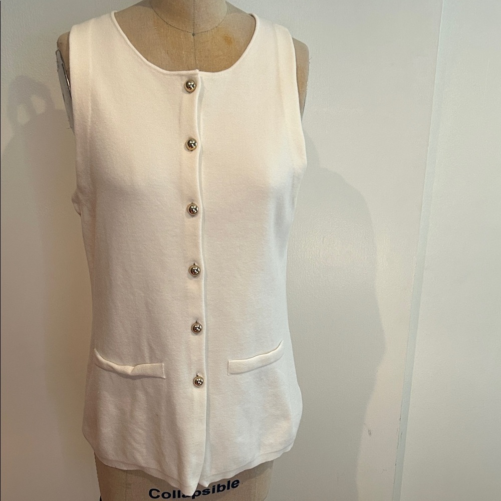H&M White Button-Front Tank Top